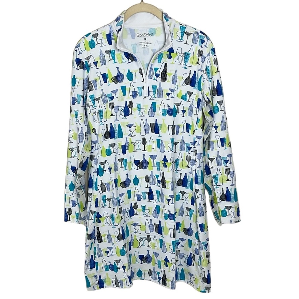 SanSoleil Cocktail Print UV 50 Sun Protection Dress Sz M